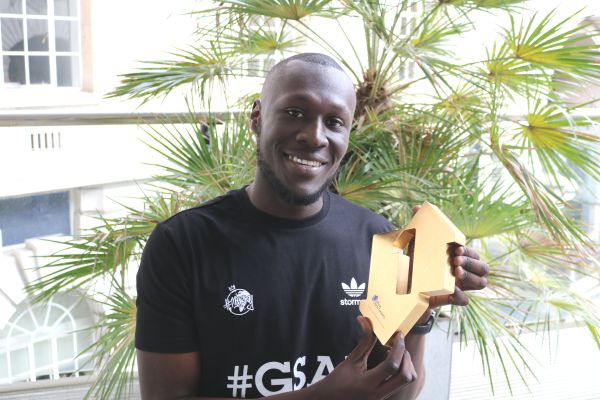 Stormzy collects his Official Number 1 Album Award from the Official Charts Company. Pic credit OfficialCharts.com